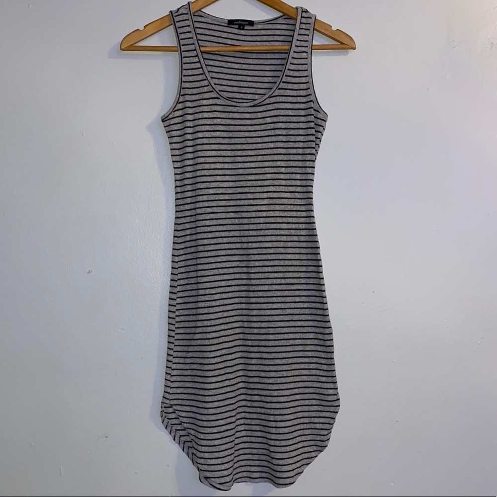 Ribbed Body Con Mid-Length Striped Dress